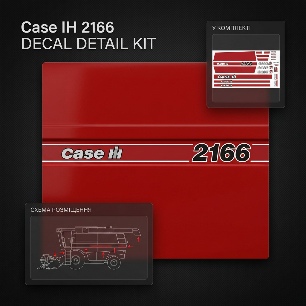 Комплект наклейок для комбайна Case IH 2166 — фото 1