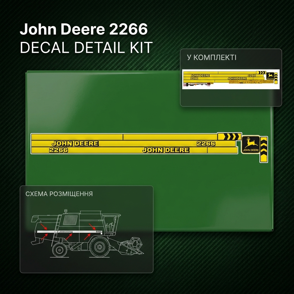 Комплект наклейок для комбайна John Deere 2266 — фото 1