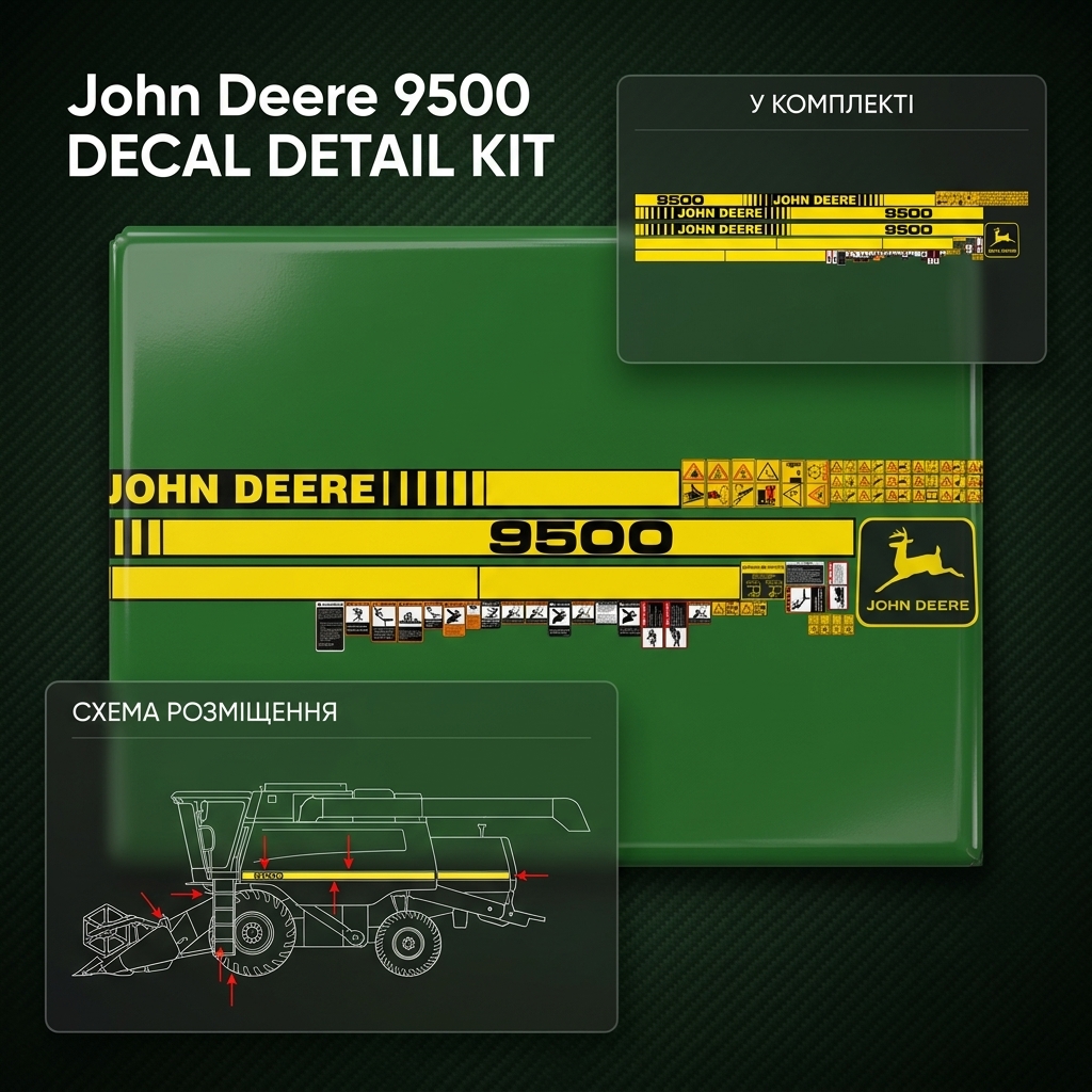 Комплект наклейок для комбайна John Deere 9500 — фото 1